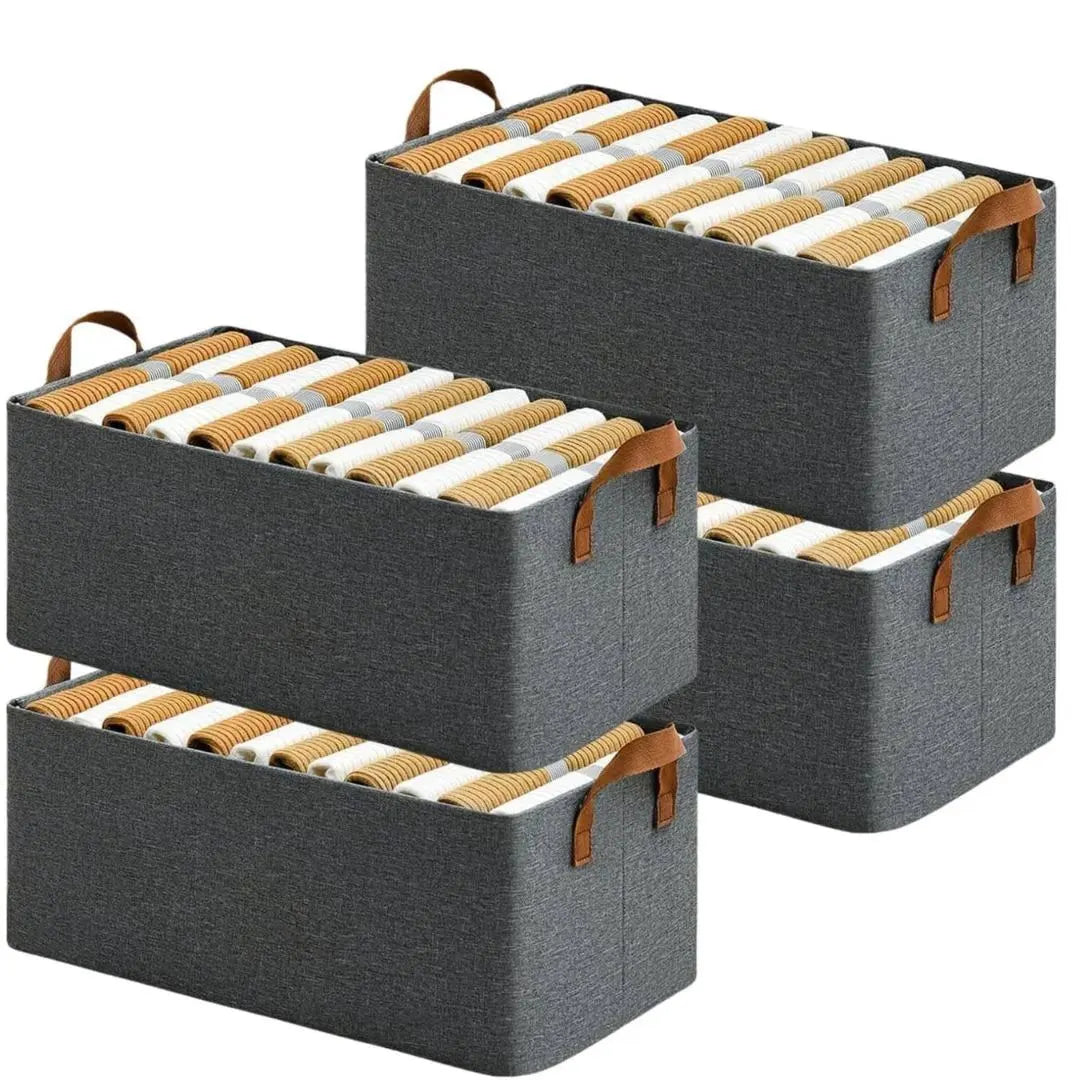 Organiser compartments filled with folded clothes