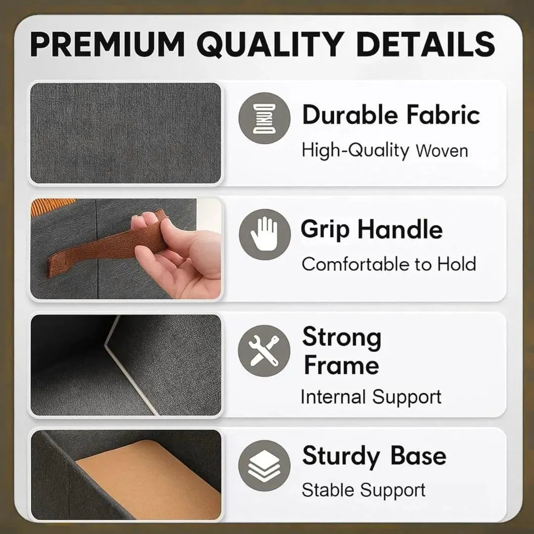 Foldable fabric organiser grid compartments